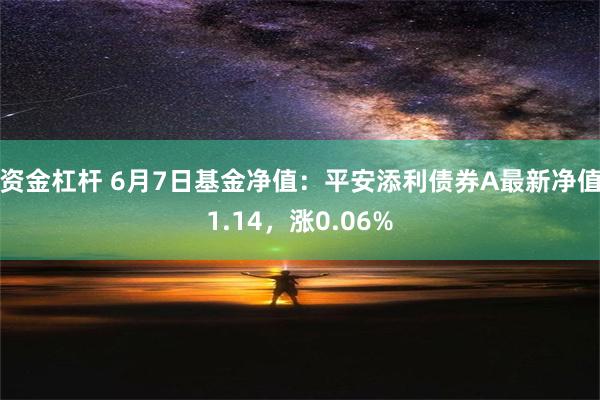 资金杠杆 6月7日基金净值：平安添利债券A最新净值1.14，涨0.06%