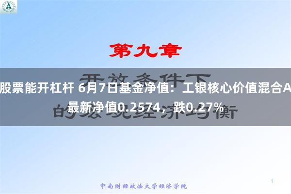 股票能开杠杆 6月7日基金净值：工银核心价值混合A最新净值0.2574，跌0.27%