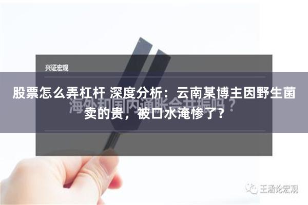 股票怎么弄杠杆 深度分析：云南某博主因野生菌卖的贵，被口水淹惨了？