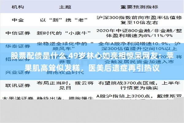 股票配债是什么 49岁林心如亮相惊呆网友：苹果肌高耸似发糕，医美后遗症再引热议