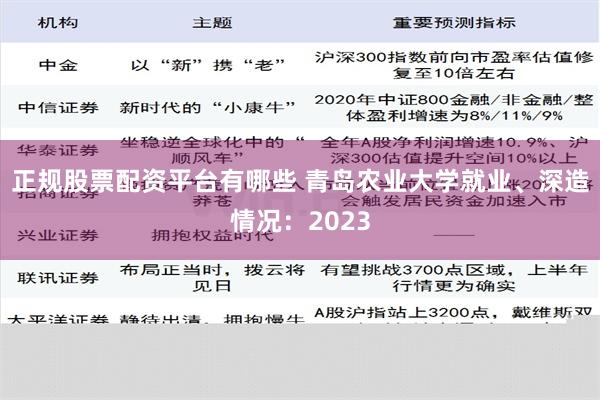 正规股票配资平台有哪些 青岛农业大学就业、深造情况：2023